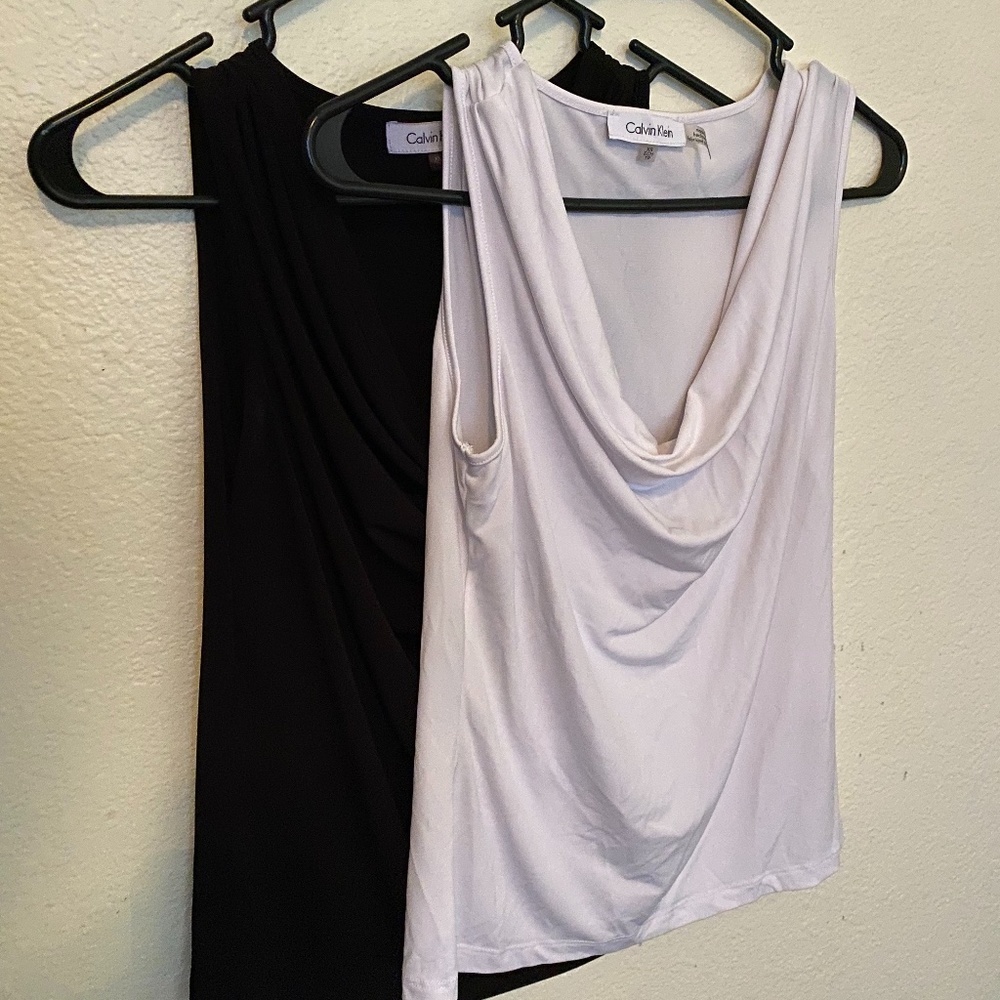 Calvin Klein Cowl Neck Tank Low Blouse (Set of 2)